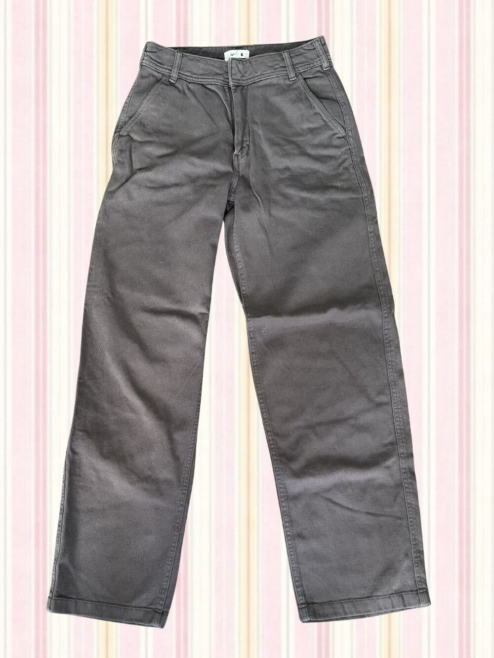Garage Grey Straight Leg Pants High Rise Minimalist Trouser Y2K Workwear Pants